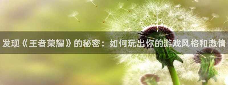 鼎点娱乐网址官网：发现《王者荣耀》的秘密：如何玩出你的游戏风